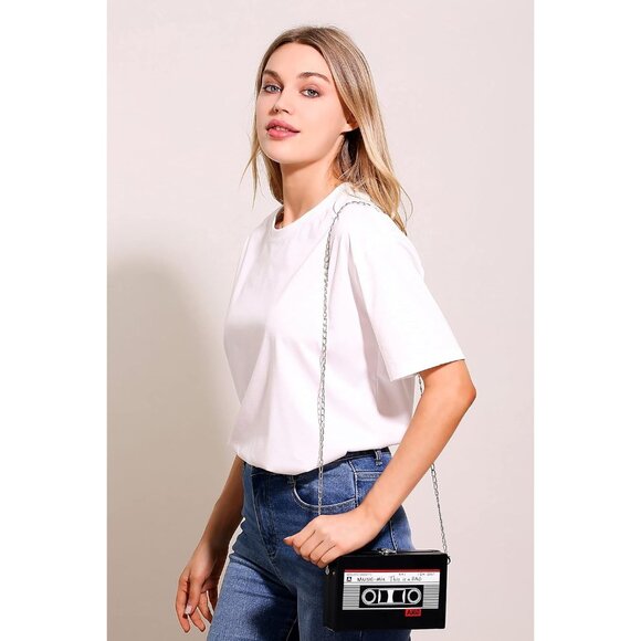 Women's Black 90s Hip Hop Handbags Purse Vintage Chain Bags 90s Outfit - Picture 2 of 15